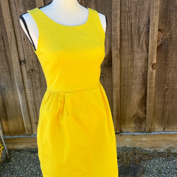 J.Crew Factory Bright Yellow Cotton Textured Dress Size 2 - Picture 7 of 7